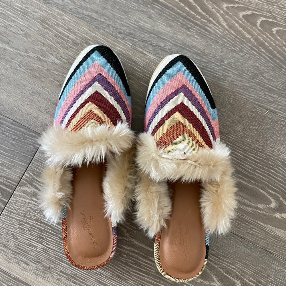 Faux Fur Multi Colored Slides Size 6.5. Worn once.